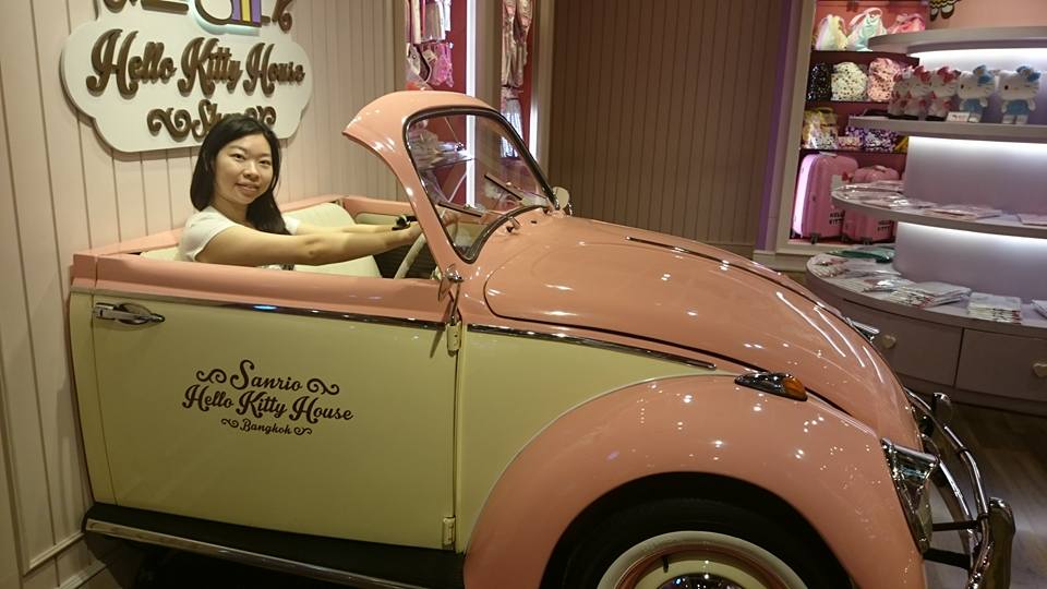 Driving Hello Kitty Vintage Car