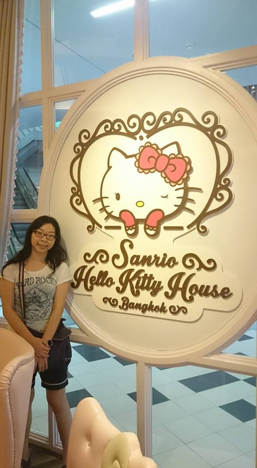 Posing just inside the Hello Kitty House